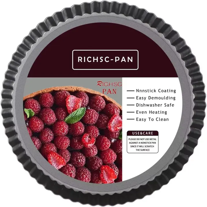 10-Inch Carbon Steel Tart Pan with Removable Bottom — Nonstick Quiche Pan