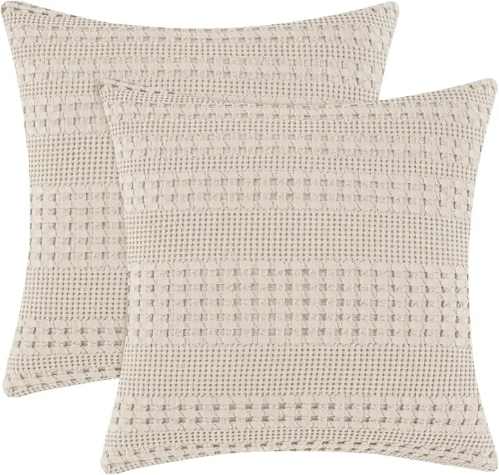 100% Cotton Waffle Euro Sham 26 x 26 in Oatmeal — No Insert
