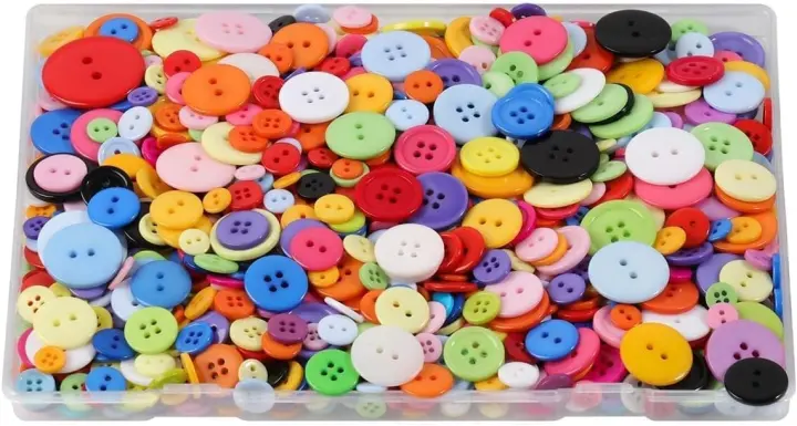 1000-Piece Resin Craft Buttons Set — Multicolor Round Sewing Buttons