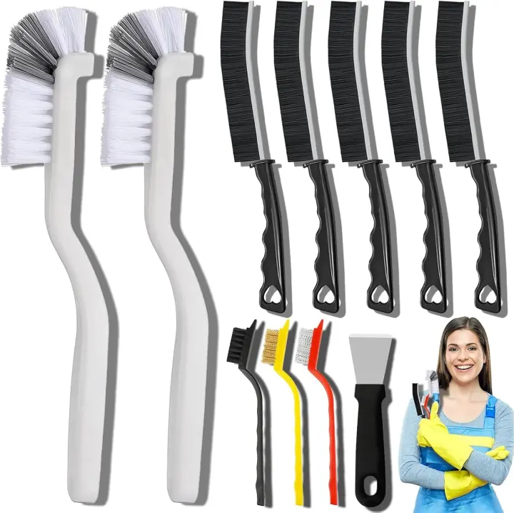 11-Piece Crevice Cleaning Brush Kit — Multi-Purpose Home Detail Brushes