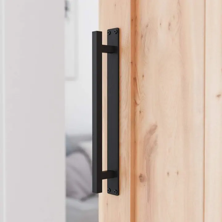 12" Heavy-Duty Barn Door Pull — Solid Steel Frosted Black Handle