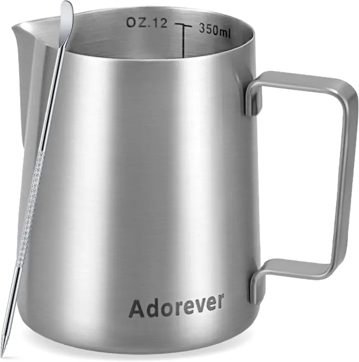 12oz Stainless Steel Milk Frothing Pitcher with Latte-Art Pen