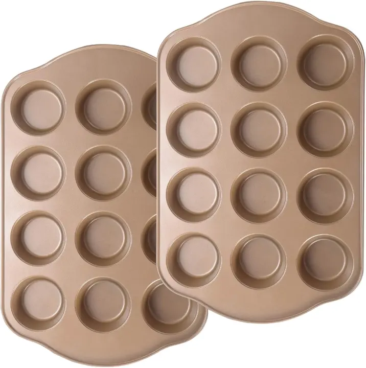 2-Pack 12-Cup Nonstick Muffin Pan Set with Handles — Oven Safe to 430°F