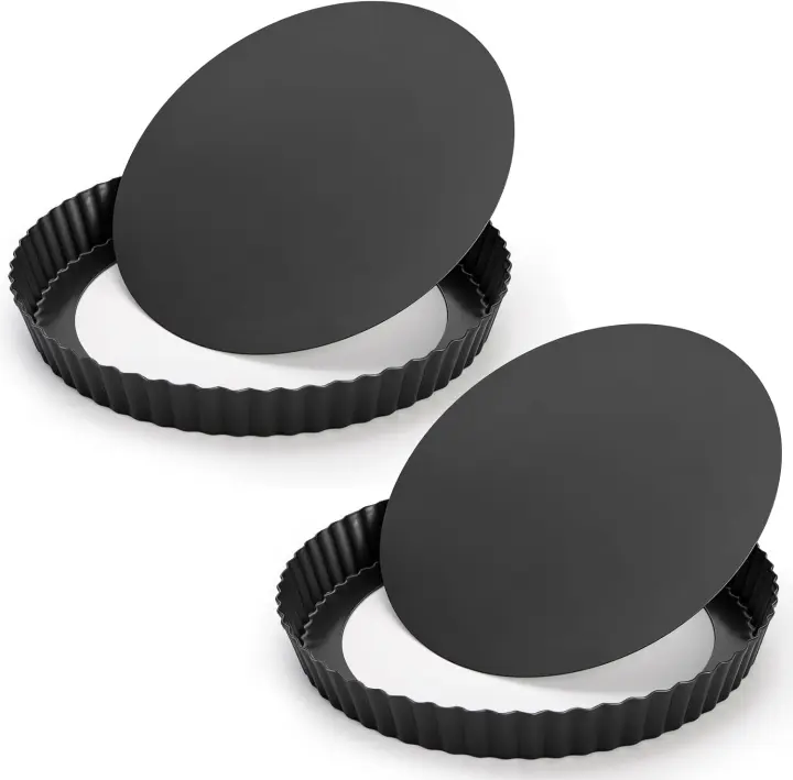 2-Pack 9-Inch Nonstick Quiche & Tart Pans with Removable Bottoms