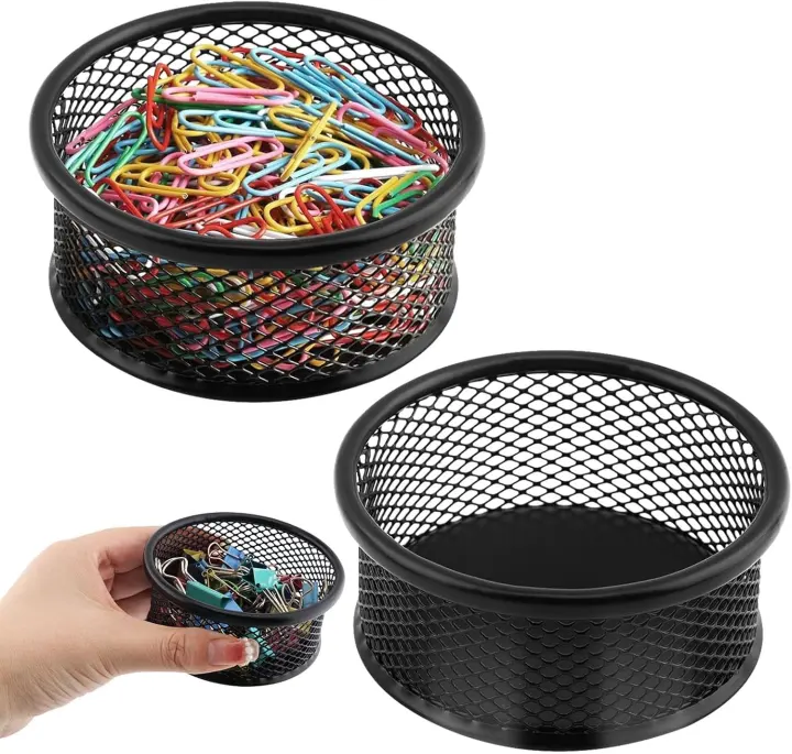 2-Pack Mesh Paper Clip Holder — Stackable Desk Organizer