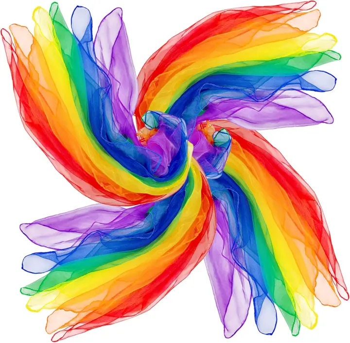 24-Pack Juggling Scarves for Kids — Colorful Dance & Rhythm Scarves