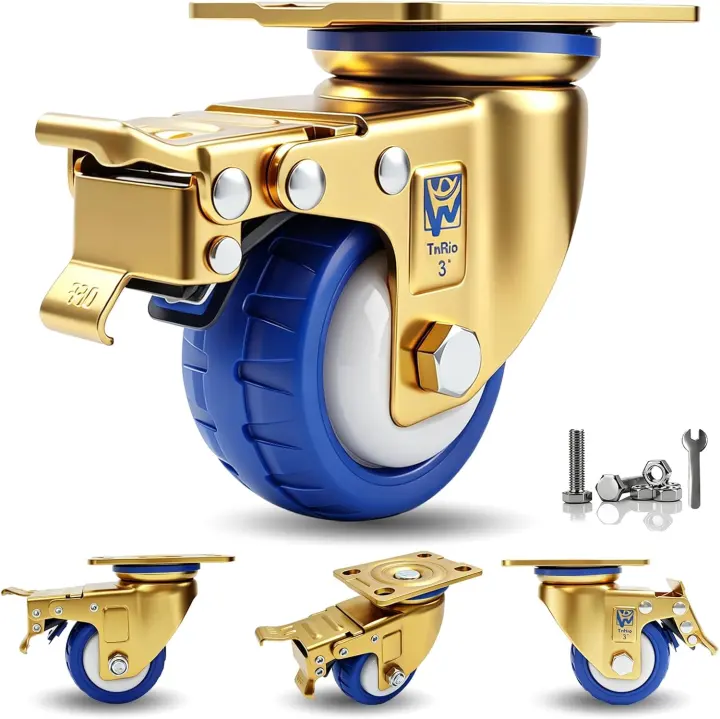 3-Inch Heavy-Duty Swivel Casters with Brake — Set of 4