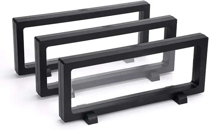 3-Pack 3D Floating Display Frames — Black Coin & Jewelry Holder 9×3.54×0.75