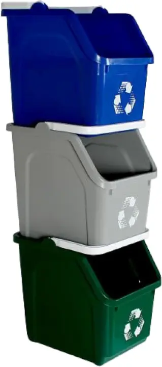 3-Piece Stackable Recycling Bin Set — 18 Gallons Total