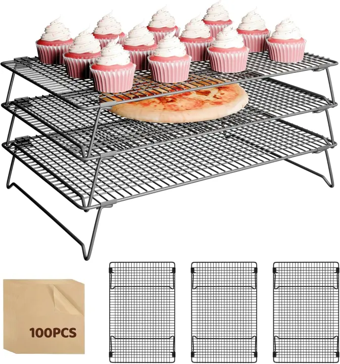 3-Tier Stackable Cooling Rack Set — 17 x 11 in Wire Baking Racks