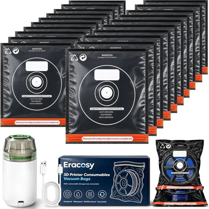 30-Pack Vacuum Filament Storage Bags Kit with USB Vacuum Pump for 3D Printing