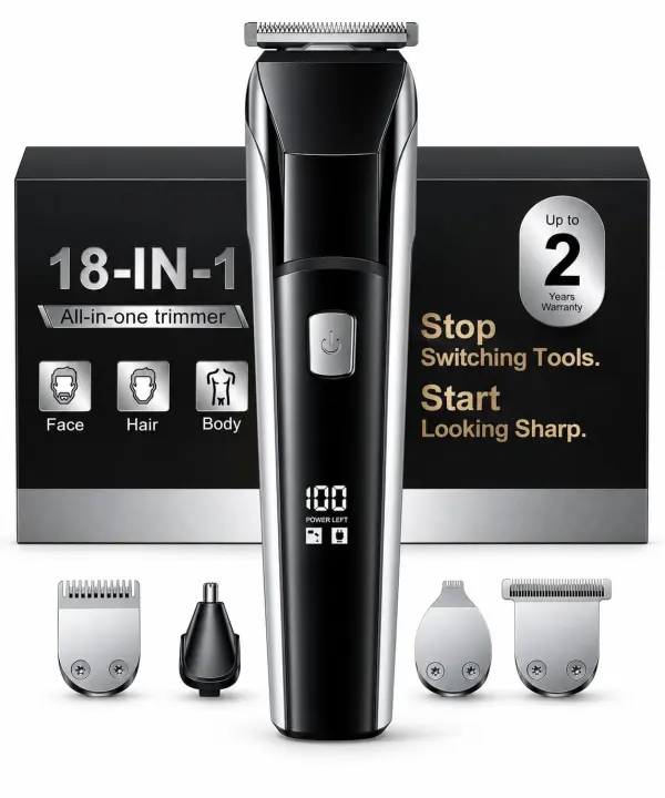 4-in-1 Men's Electric Grooming Kit — Beard, Hair, Body & Nose Trimmer