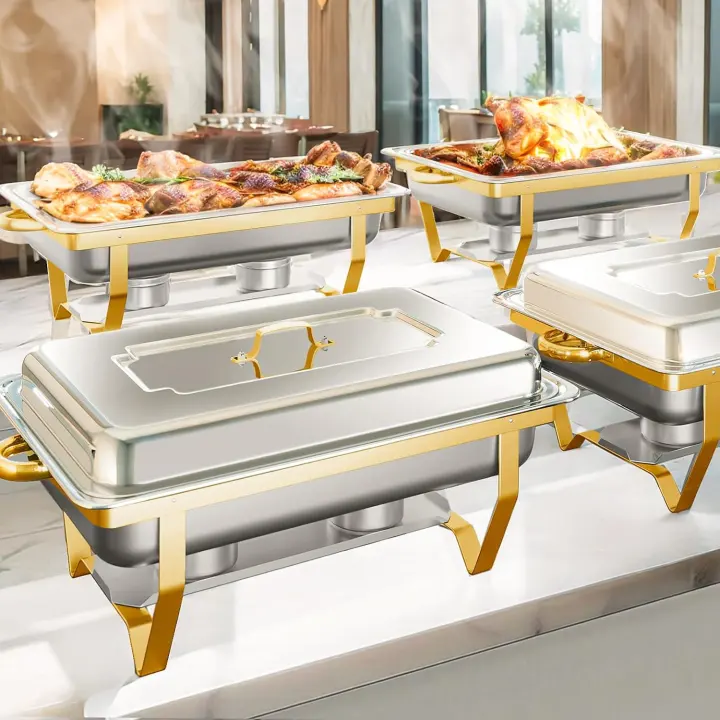 4-Pack 8QT Stainless Steel Chafing Dishes Buffet Set