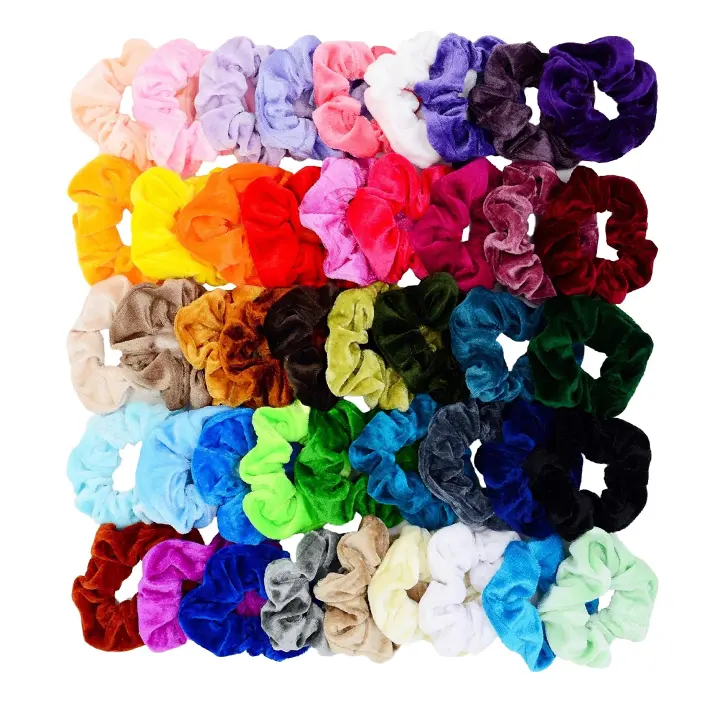 45-Pack Velvet Hair Scrunchies — Soft Elastic Hair Ties