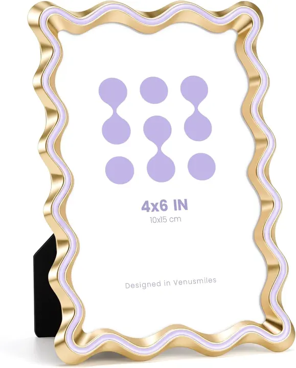 4x6 Enamel-Trim Picture Frame — Zinc Alloy with Glass, Tabletop & Wall