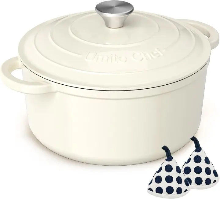 5QT Enameled Cast Iron Dutch Oven — Umite Chef Pot with Lid & Cotton Mitts