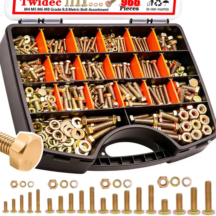 966-Piece Metric Bolt & Nut Kit — Grade 8.8 Hex Bolts & Nuts