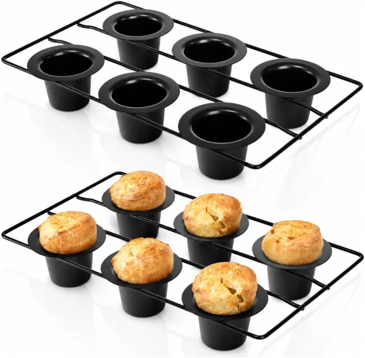 Acshio 2-Pack Popover & Muffin Pan — 12-Cup Carbon Steel Nonstick