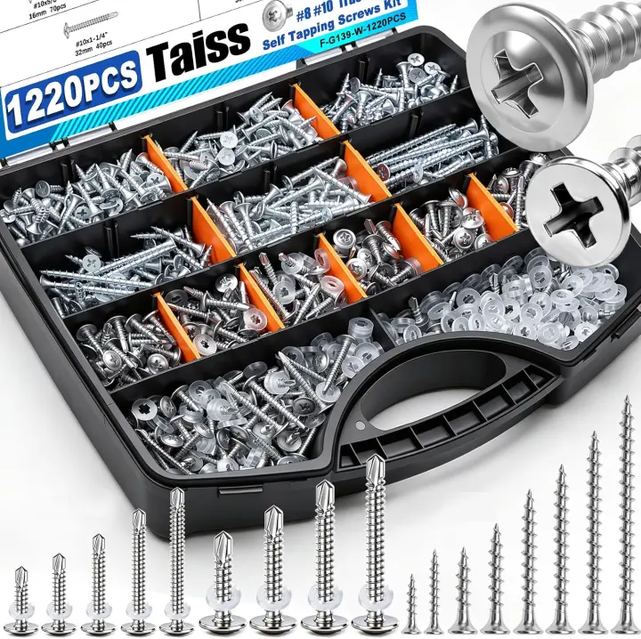 Assorted Wood & Self‑Tapping Screw Kit (Carbon Steel + 410 SS)