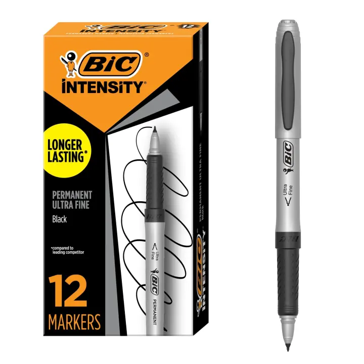 BIC Intensity Ultra-Fine Permanent Markers — Black, 12-Pack