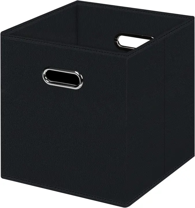 Black Foldable Fabric Storage Cube Bin with Dual Handles