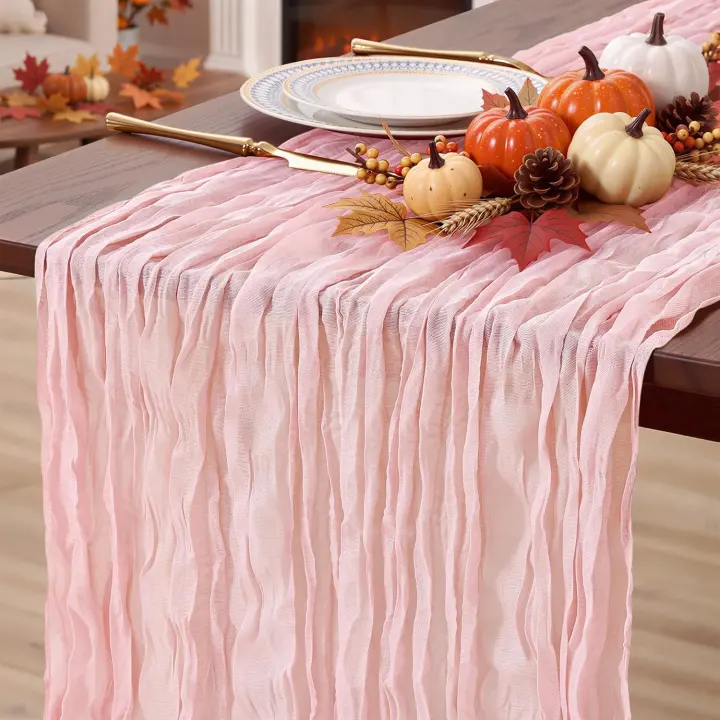 Boho Gauze Table Runner 35 x 120 in — Extra-Long Cheesecloth Table Decor