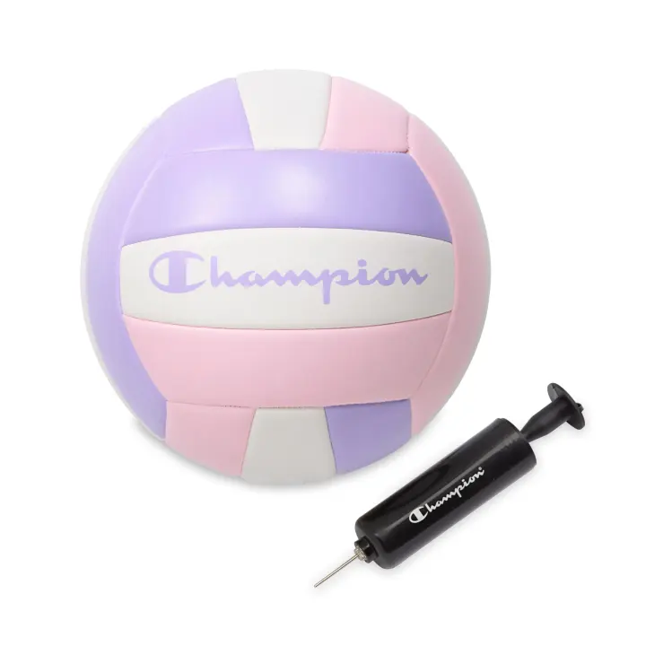 Champion Official-Size Volleyball with Pump (PVC, Pastel, Indoor/Outdoor)