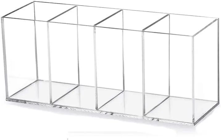 Clear Acrylic 4-Compartment Pen & Makeup Brush Organizer