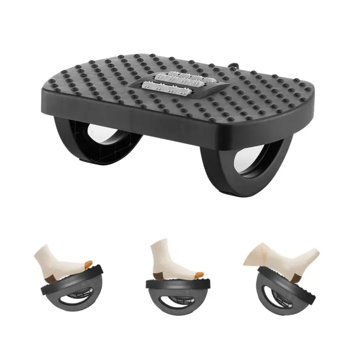 Compact Under-Desk Footrest with Rocking Massage Roller — Ergonomic Foot Stool