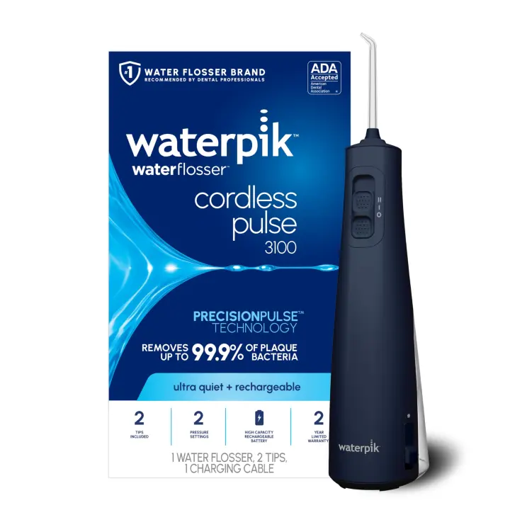 Cordless Pulse 3100 Rechargeable Water Flosser — Portable Blue