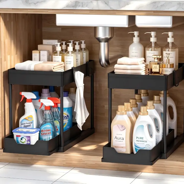 DEKAVA 2-Pack Under-Sink 2-Tier Sliding Organizer Drawer