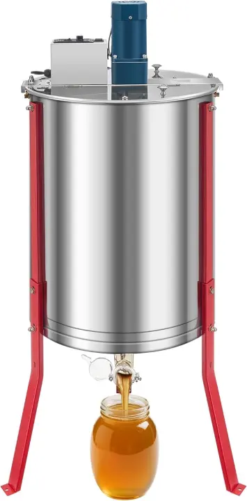 Electric 6-Frame Honey Extractor — Stainless Steel Spinner with Clear Lid