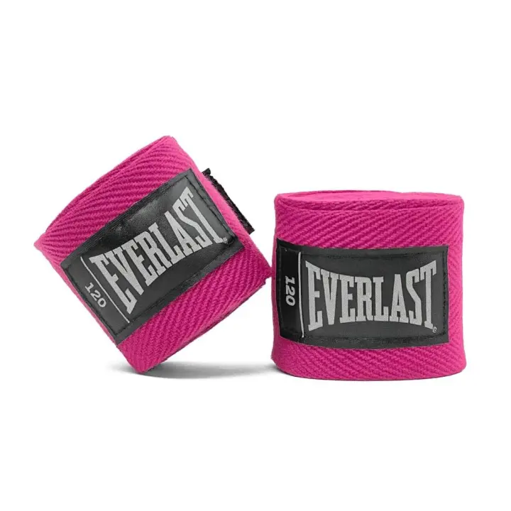 Everlast 120-Inch Boxing Hand Wraps — Pink, Machine-Washable Pair