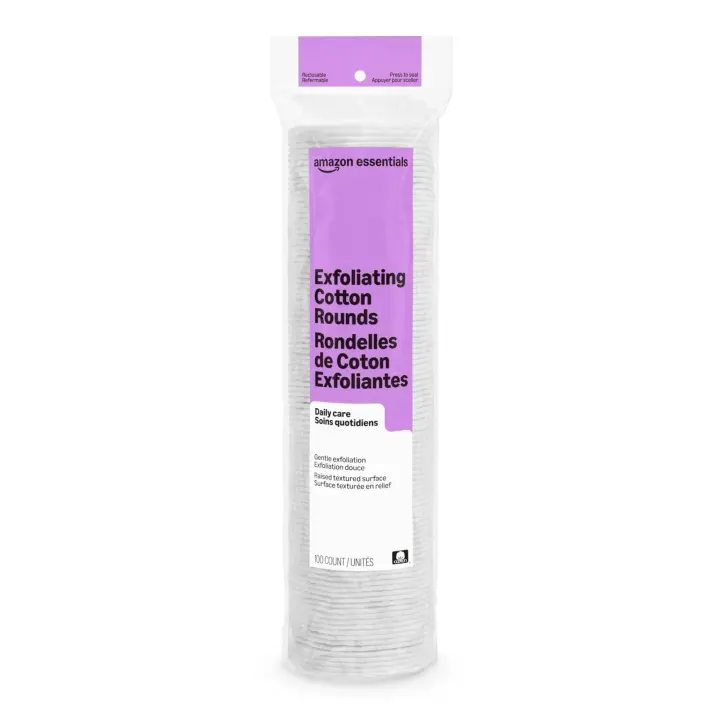 Exfoliating Cotton Rounds, 100 Count — Dual-Sided Facial Pads