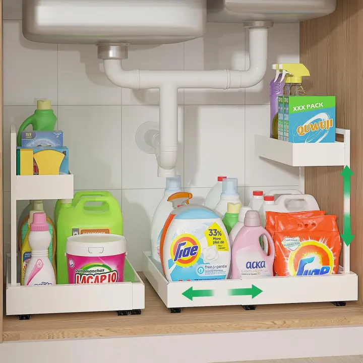 Expandable Under-Sink Organizer — 6-Level Height & Quiet Slide Drawers
