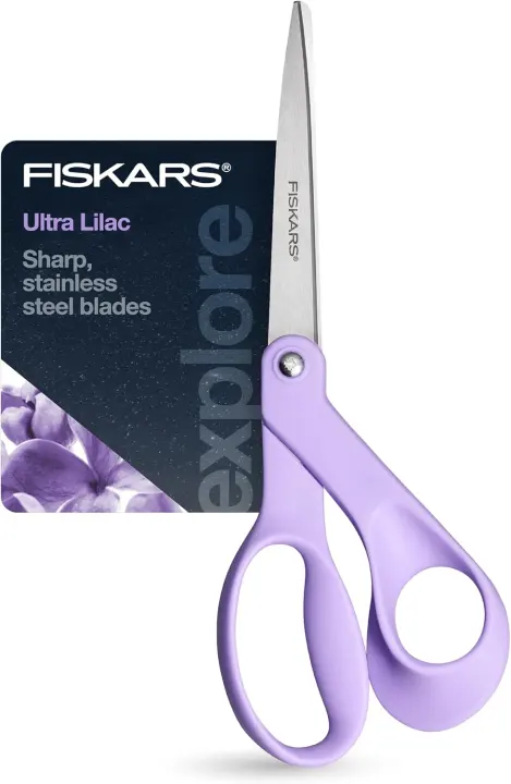 Fiskars 8" Ultra-Lilac Bent-Handle Craft Scissors