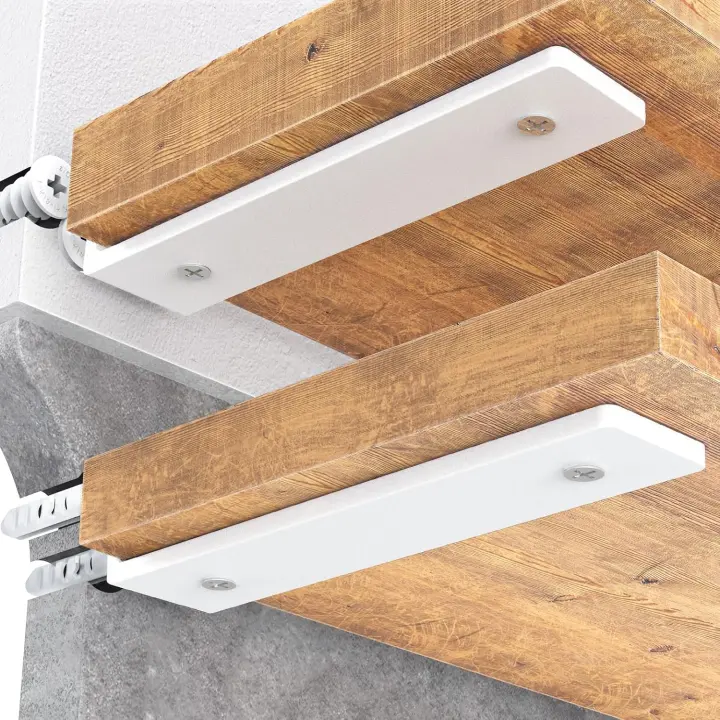 Floating Shelf L-Brackets for 2x4 Studs — Heavy Duty, White (4-Pack)