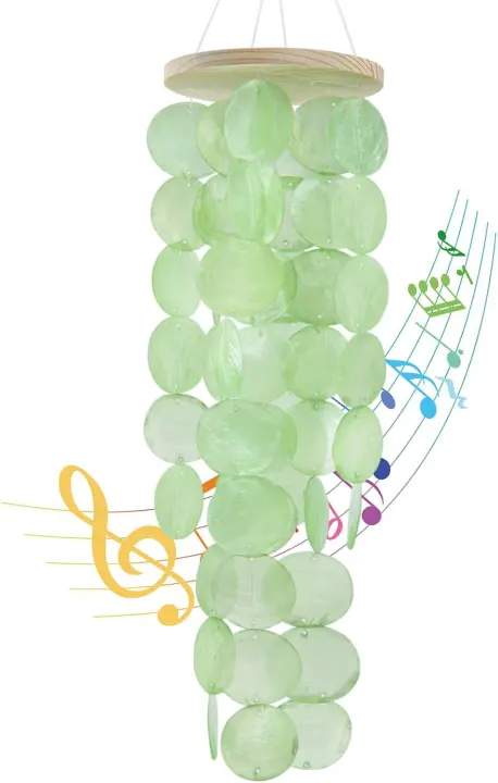 Handmade Capiz Shell Wind Chimes — Coastal Indoor/Outdoor Decor
