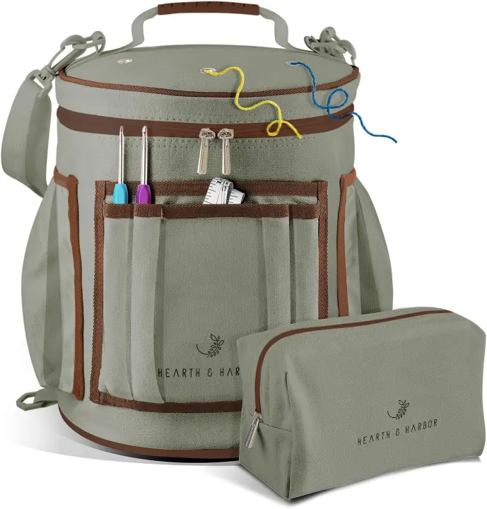 Hearth & Harbor Crochet Bag Organizer — Canvas Yarn Carryall