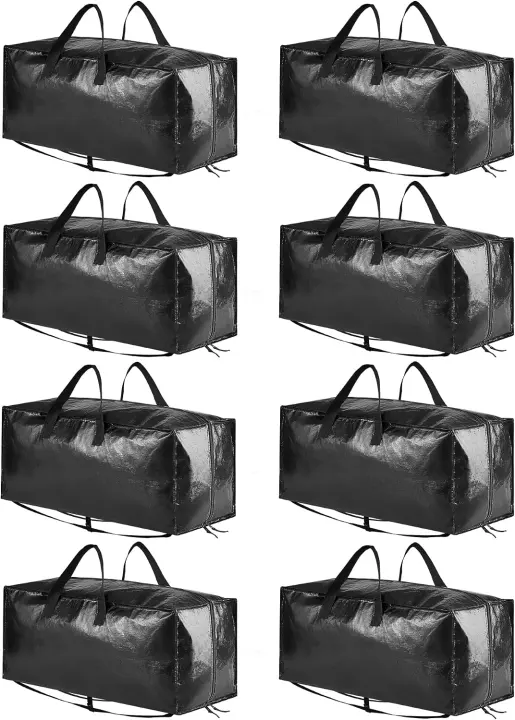 Heavy Duty Moving Bags — 8-Pack Large Foldable Storage Totes with Backpack Straps
