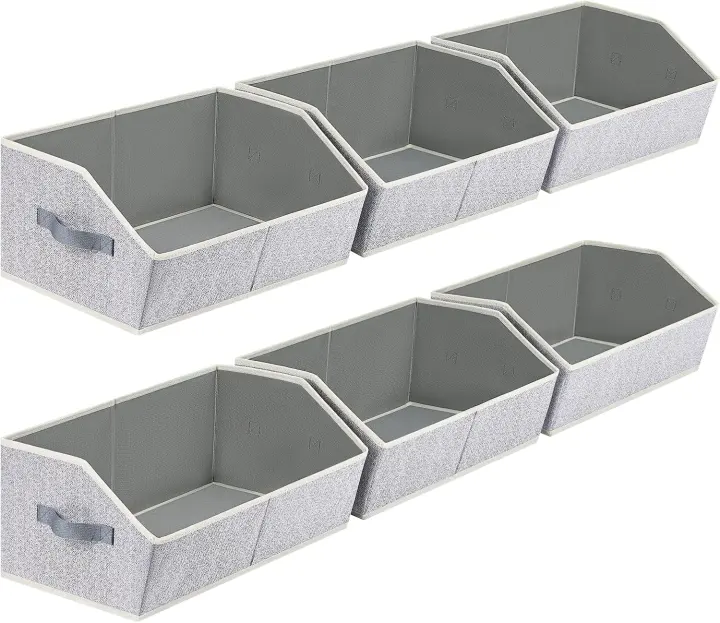 Homsorout Fabric Closet Organizer Bins — 6-Pack Trapezoid Shelf Cubes