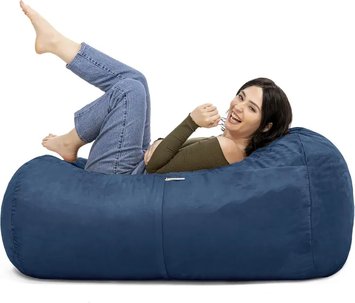 Jaxx Sofa Saxx 4-Foot Microsuede Bean Bag Lounger — Navy