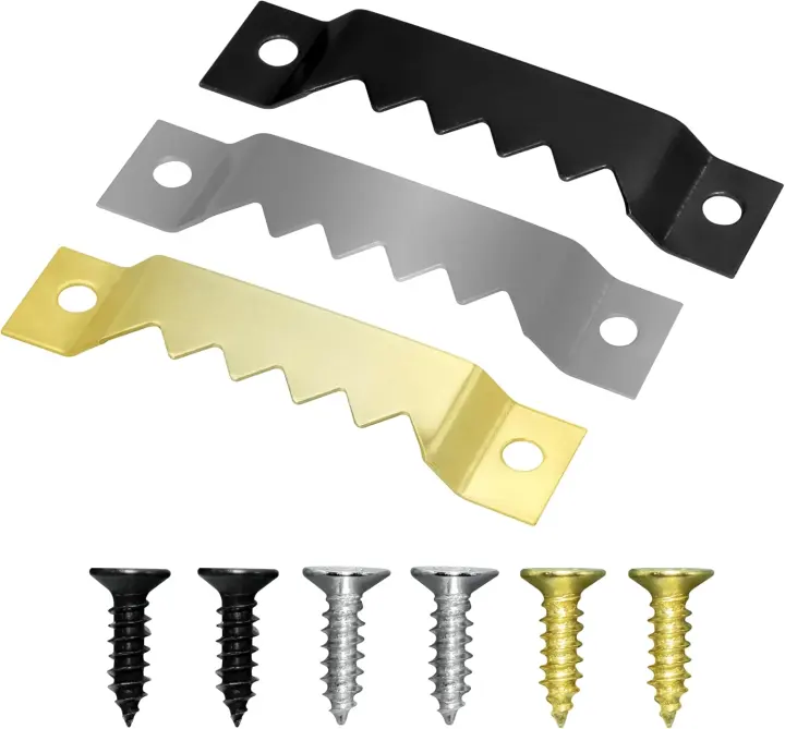 Large Sawtooth Picture Frame Hangers with Screws — 30 Pack