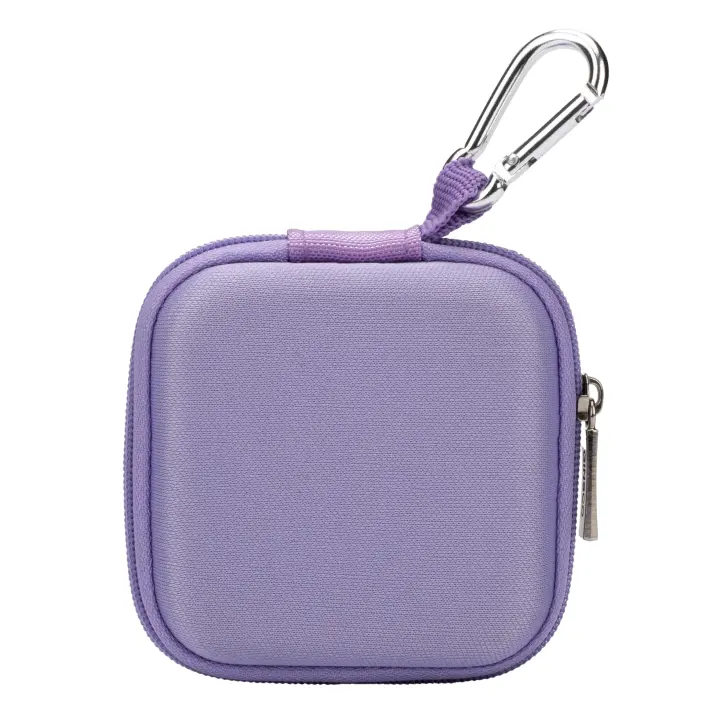 Mini Hard-Shell Square Earbuds Case with Carabiner — Portable Organizer