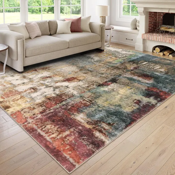 Modern Abstract 8x10 Area Rug — Washable, Non-Slip Indoor Carpet