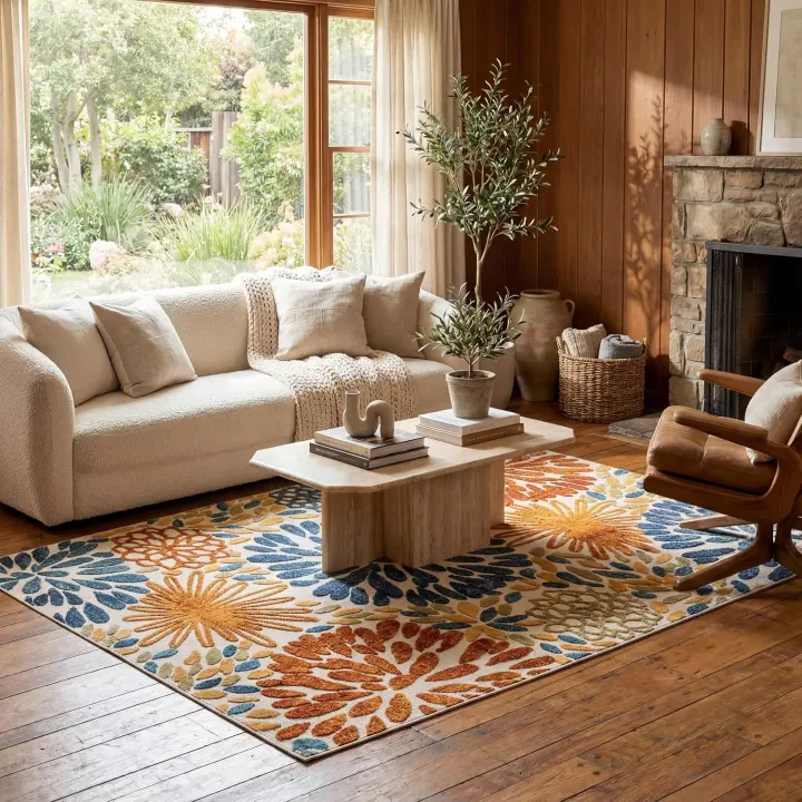 Monique Blue Floral & Paisley Indoor/Outdoor Area Rug — 8' Square
