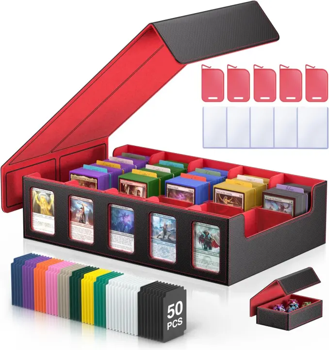 MORCCO 5-Row Trading Card Case — 3900+ Capacity, Magnetic Lid