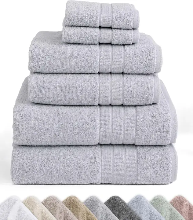 Organic Cotton 6-Piece Turkish Towel & Washcloth Set — Light Grey