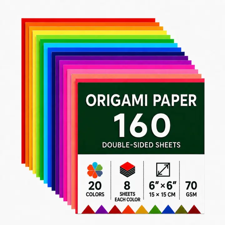 Origami Paper 160 Sheets — 6 x 6 in Double-Sided Folding Squares