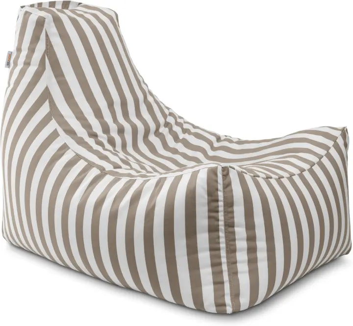 Outdoor Bean Bag Patio Chair & Poolside Lounger — Taupe Stripes